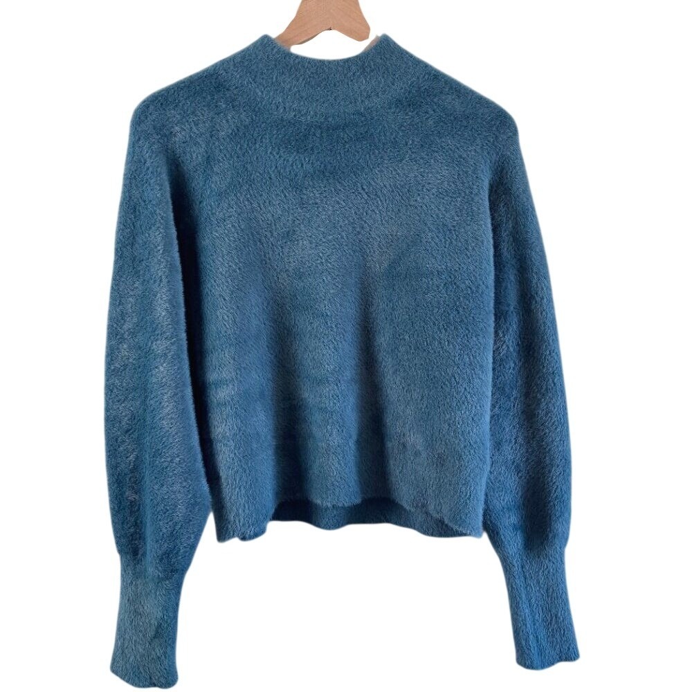 Bailey/44 Sweater Plush‎ Fuzzy Mock‑Neck Dolman Teal Size Medium